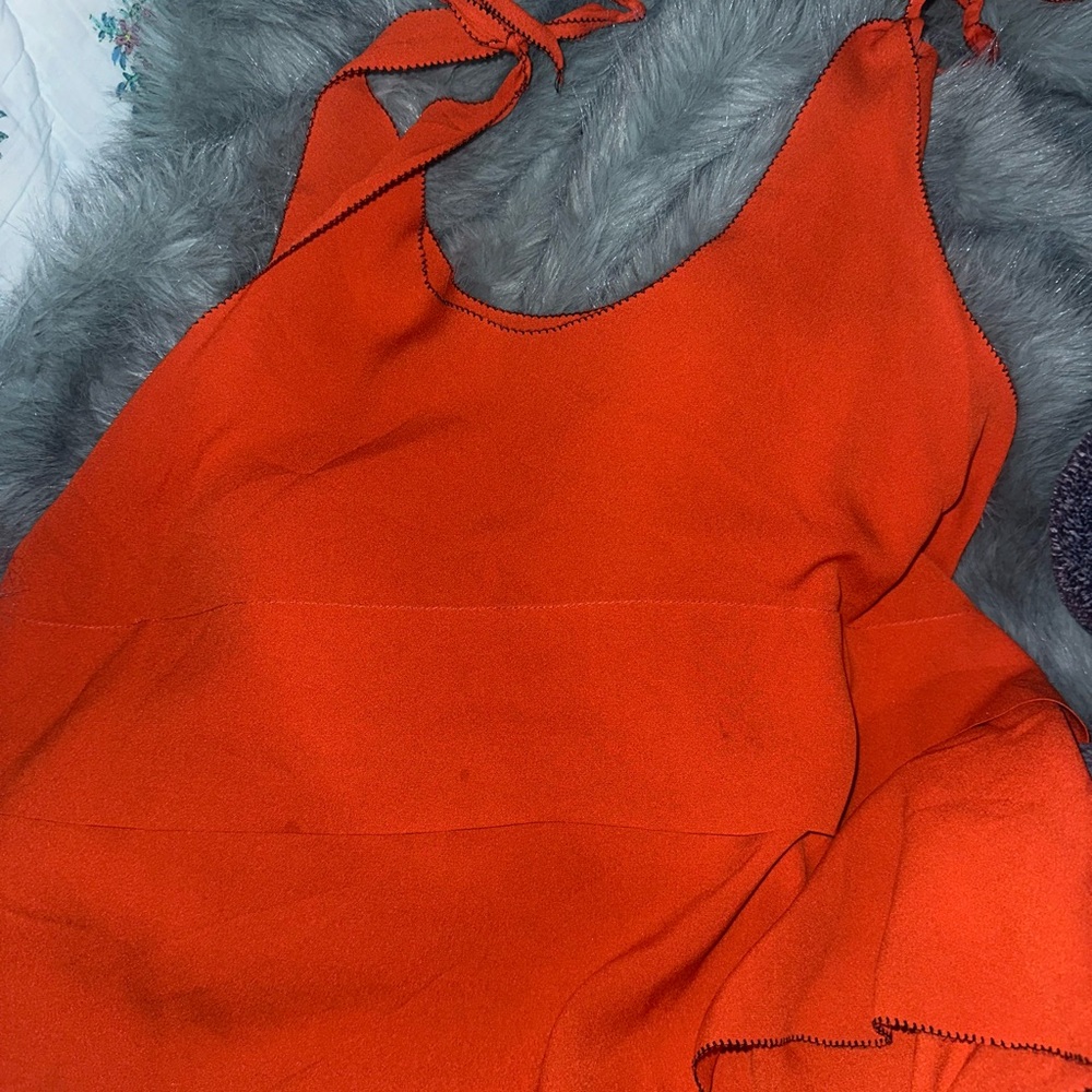 Chic Orange Halter Dress